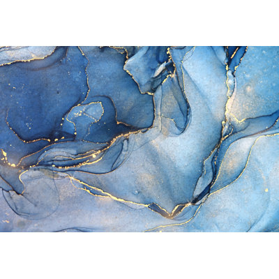 Odenville Abstract Blue Liquid Watercolor - Wrapped Canvas Painting