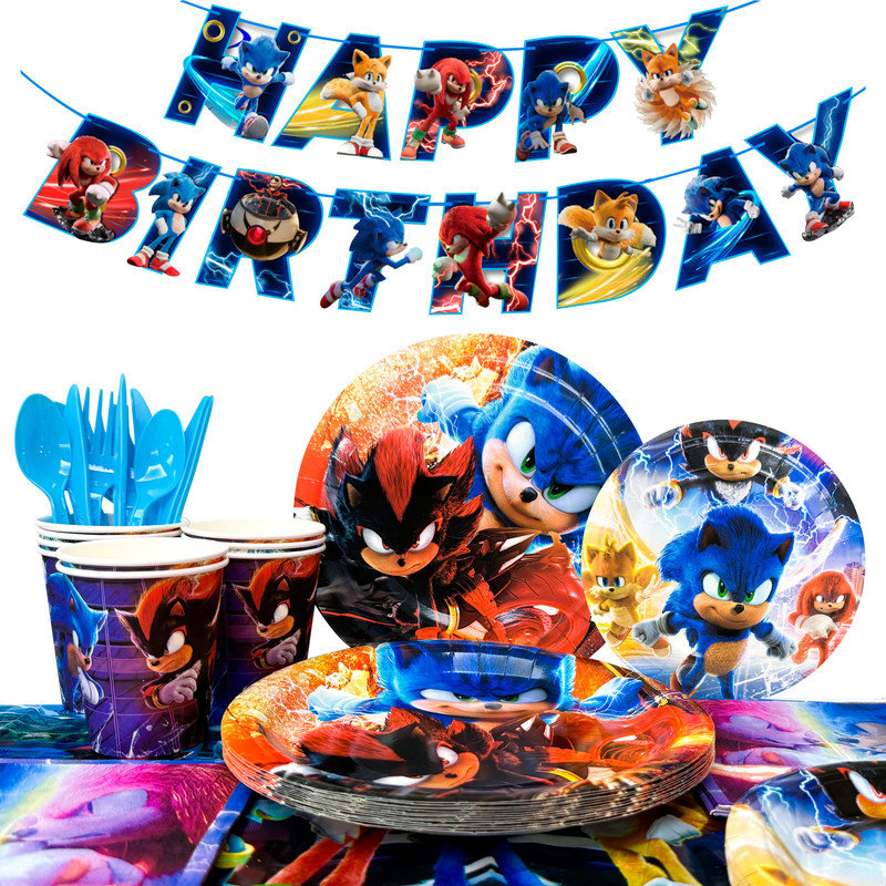 Ensemble de vaisselle Sonic Birthday Party, 16 pièces