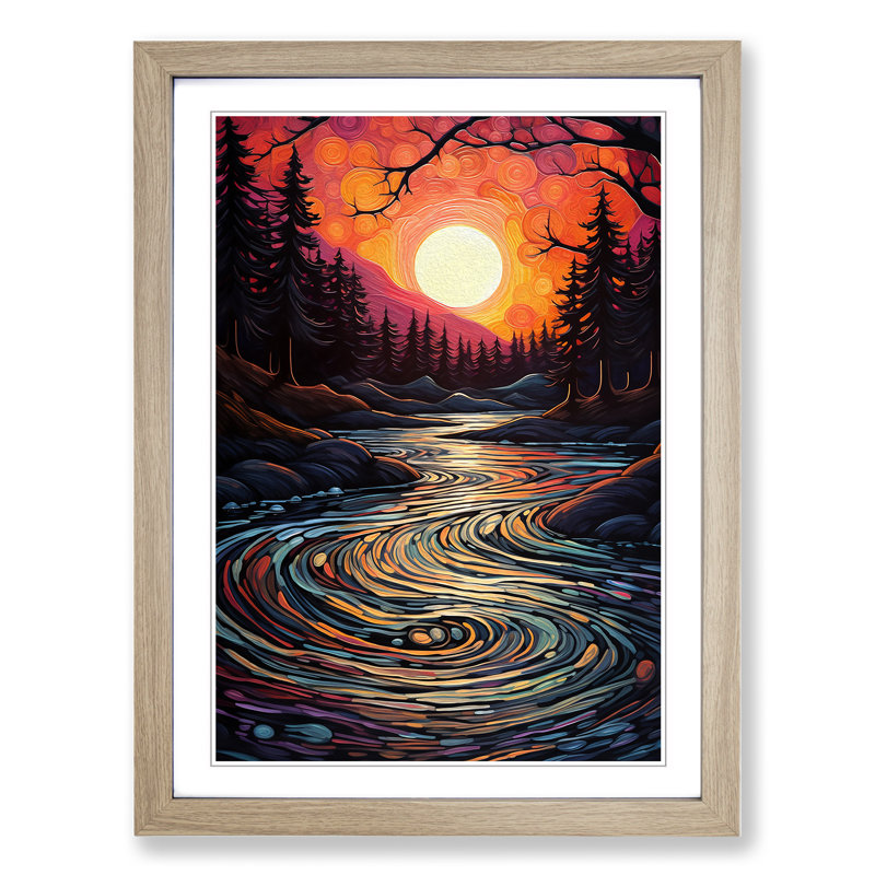 Lake Expressionism No.2 - Framed Print, Oak, 64cm H x 46cm W x 2cm D