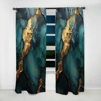 Tyrone - Abstract Marble Marble Room Darkening Curtain - 1 Panels