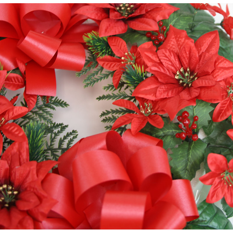 Faux Poinsettia 18'' Wreath