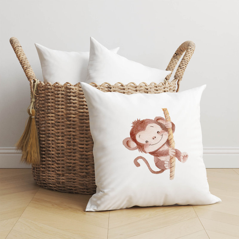 Monkey Fun Decorative Throw Pillow, Square 20"