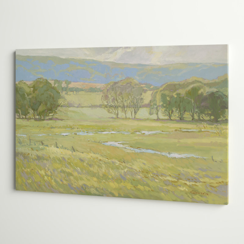 «Summer Pasture I», peinture sur toile, H 32 po x l 48 po