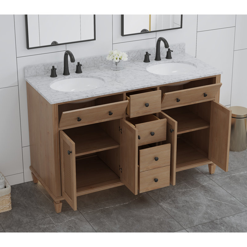Maxbano Farmhouse 55" Double Bathroom Vanity with White Undermount Sink