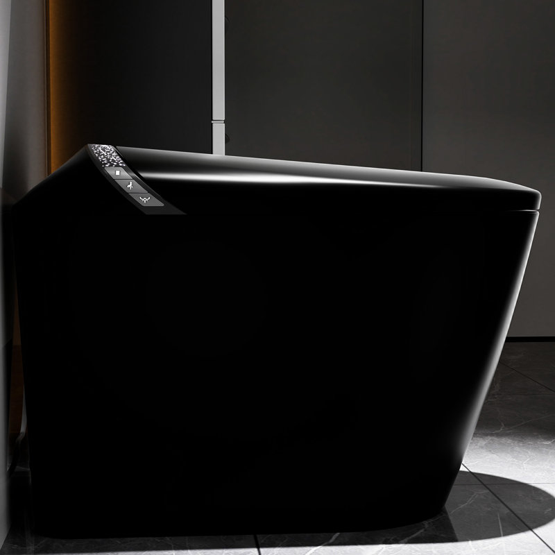 Starry Night - Integrated Smart Toilet, Bidet In Place, Auto Open/Close Seat Lid, Foot Sensor For Flushing, Led Display, Multiple Washing Options, Matte Black Bathroom Bathroom's Toilet With ,