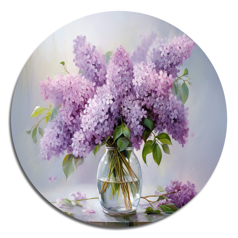 Virginie - art floral rond en métal, H 29 po x l 29 po