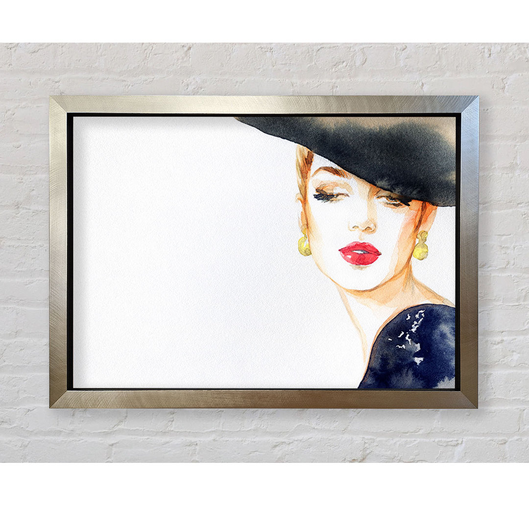 Woman In A Hat Beauty - Einzelner Bilderrahmen Kunstdrucke