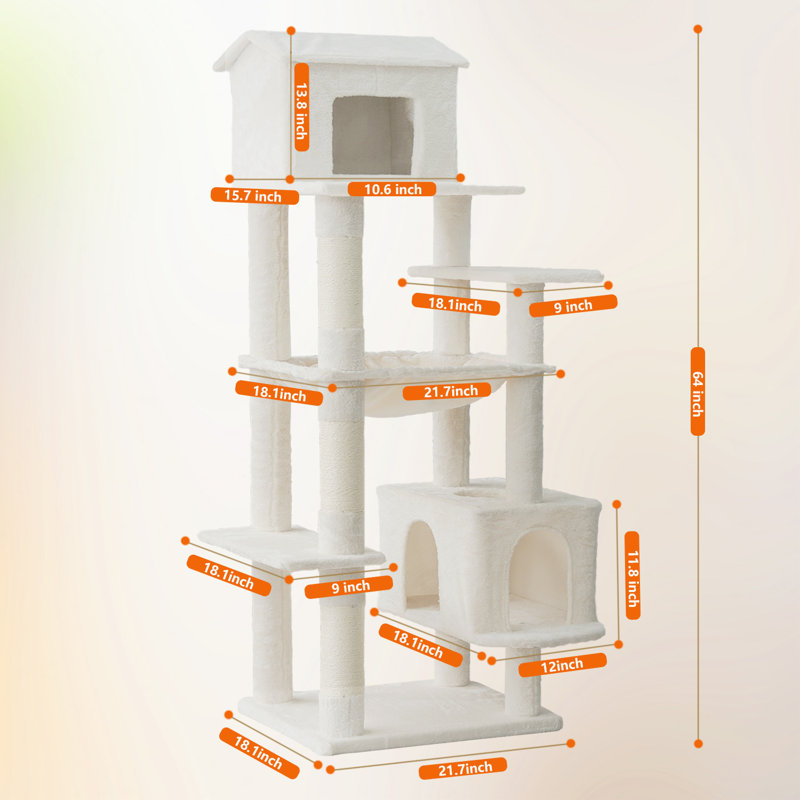 Arbre à chat multi-niveaux 63 pouces, Beige