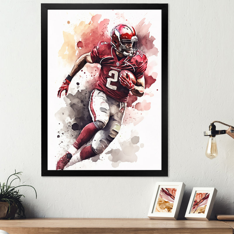 «Football Player on Field III», reproduction sur toile, L 12 po x H 20 po, Cadre photo noir