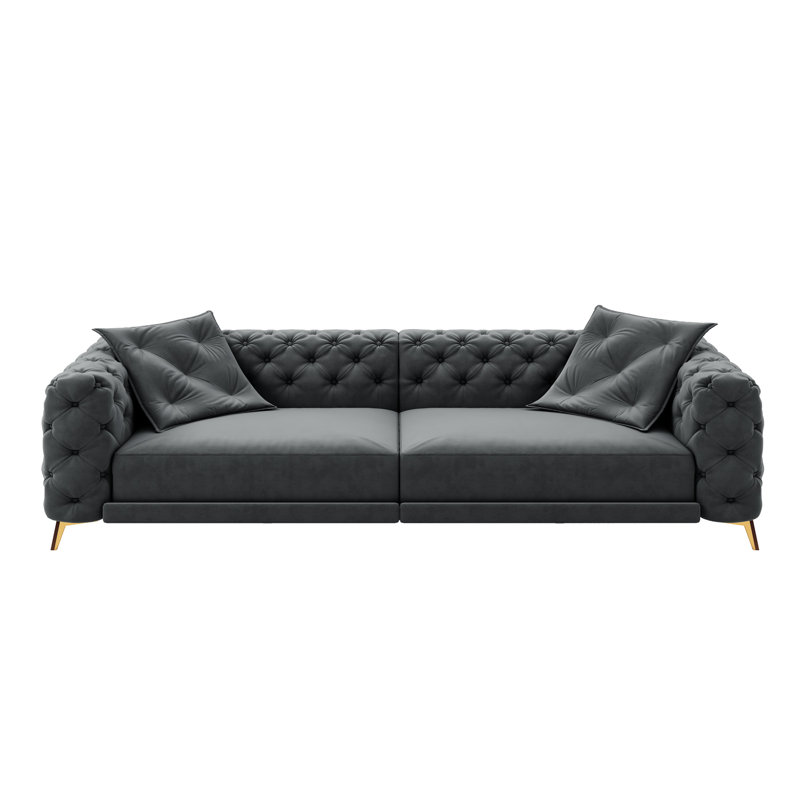 Canapé-lit bouton 31, 4 avec siège mobile, profondeur de 28,4 po et pieds invisibles pour chambre à coucher dans un lit orange de 97,7 po, bureau de soutien confortable gris
