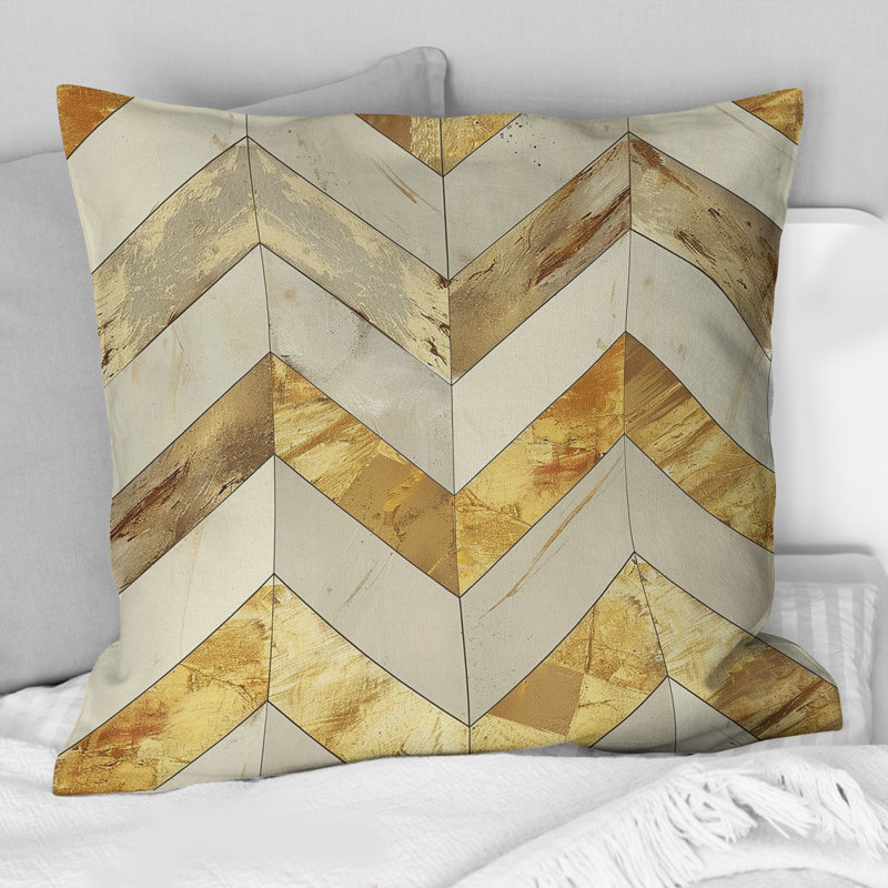 Coussin décoratif transitionnel ivoire à chevrons crème, H 18 po x l 18 po