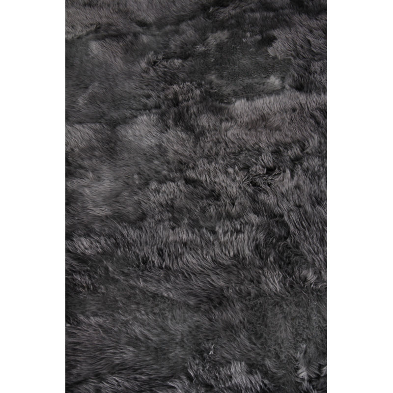 Sheepskin Area Rug in Dark Gray, Rectangle 13'6" x 17'6"