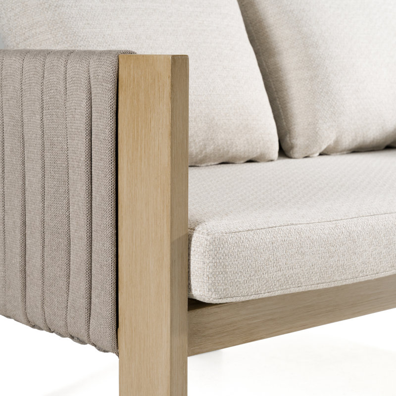 Causeuse Claypoole - Tissu beige d'extérieur et corde grise