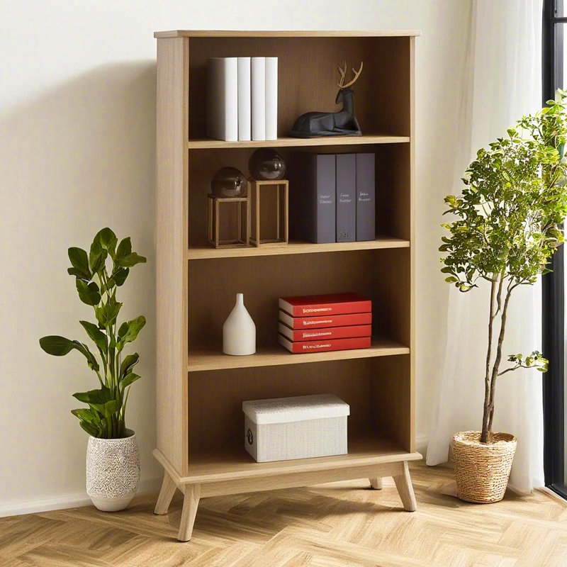 Cabral 58" Bookcase - 5-Tier Storage Shelf, 30" Wide Cabinet, Natural