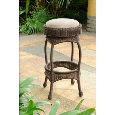 Carli Wicker Outdoor Stool with Cushion