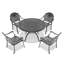 Ensemble de 5 meubles de patio en aluminium coulé avec cadre noir et coussins de siège bleus-2116316169