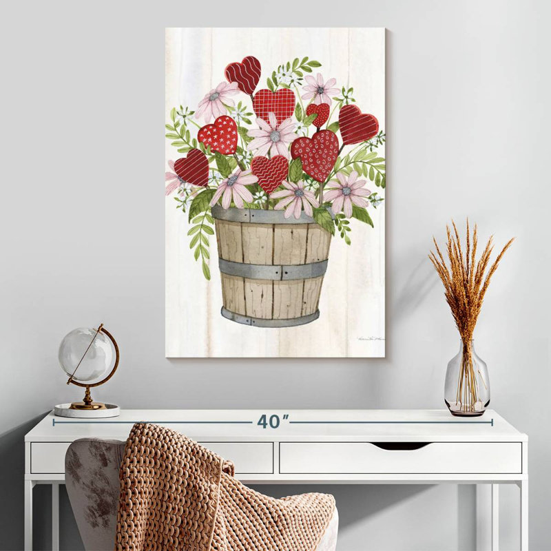 Lelend Rustic Valentine Bushel Basket, 30" H x 20" W
