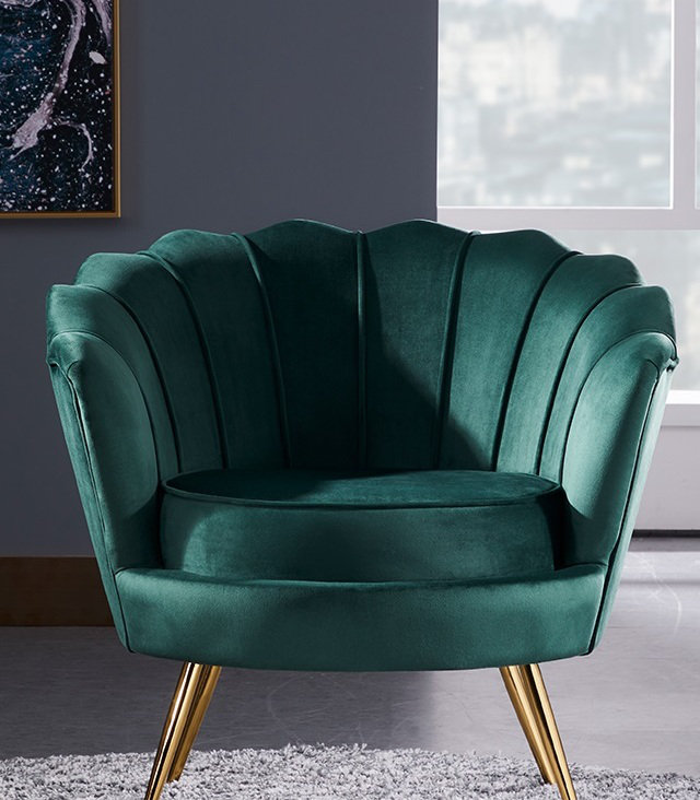Fauteuil d'appoint Lotus, Velours vert