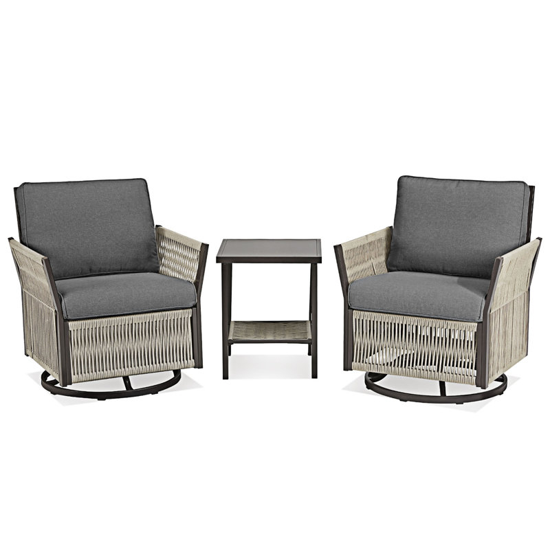Ensemble de mobilier d'extérieur pivotant en osier, Grey