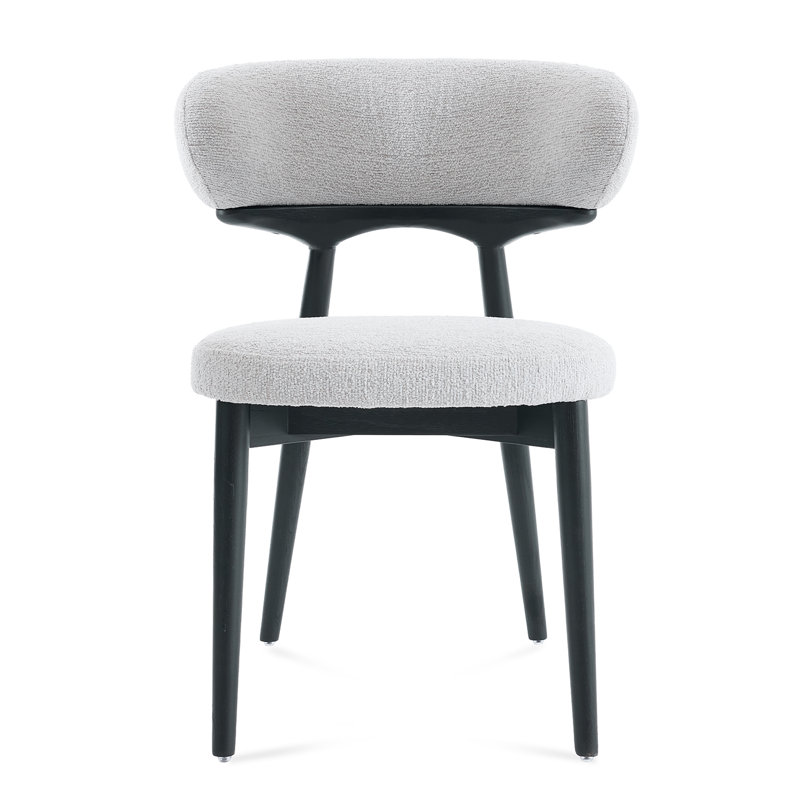 Parsons Set of Two Light Grey Fabric Black Effect Ash Wooden Frame Dining Chairs