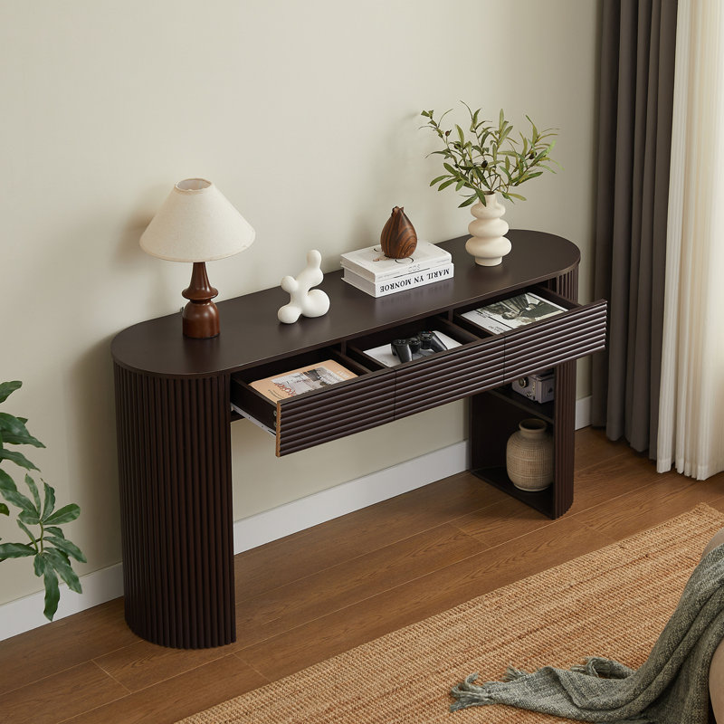 Console moderne à 3 tiroirs Nara, Bois espresso