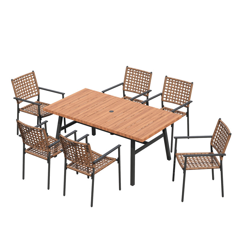 Rectangular 6 - Person 65'' L Outdoor Dining Set