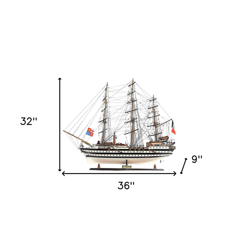 Bateau décoratif 32 "peint en noir et blanc Amerigo Vespucci