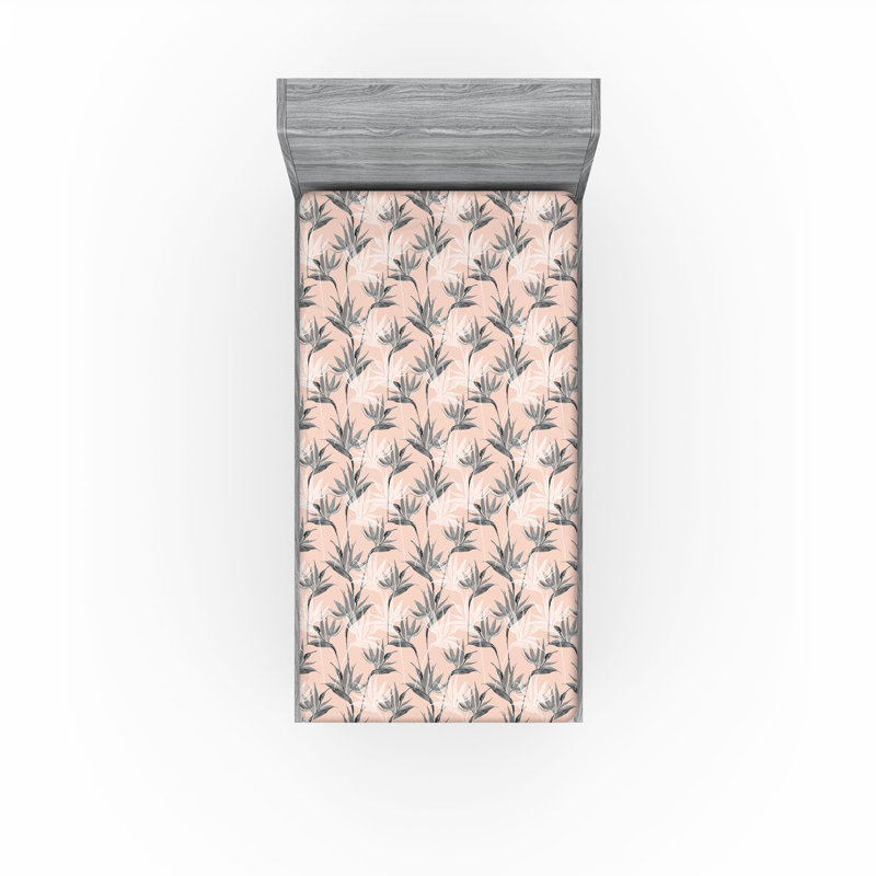 Drap-housse à motif floral Ambesonne, Rosé, bleu, ardoise / floral, Drap-housse simple TG