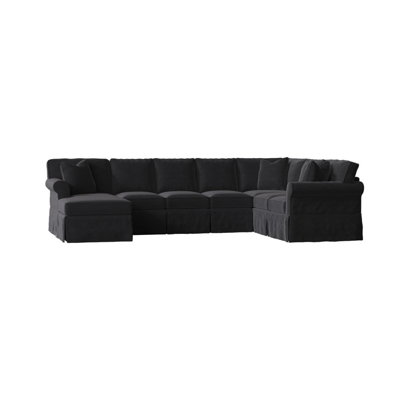 Thames Upholstered U-Shaped Sectional, Akiko Graphite Performance, Bevin Marble, Left Hand Facing