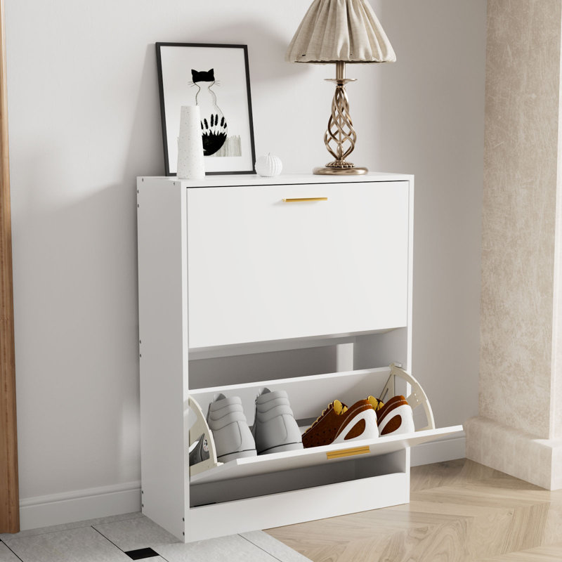 10 Pair Flip Down Shoe Storage, White