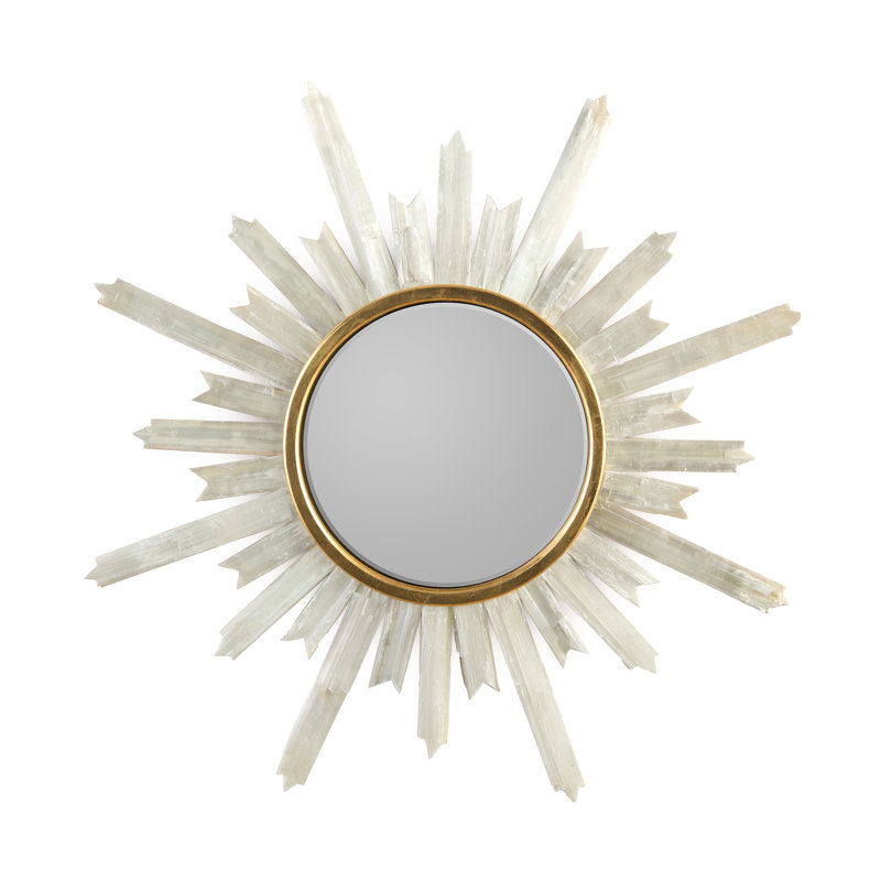 Selenite Starburst Metal, Stone Wall Mirror