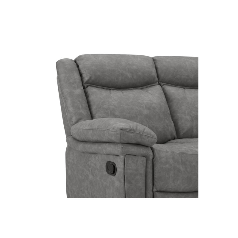 Philo 3 Seater Faux Leather Reclining Sofa, Grey