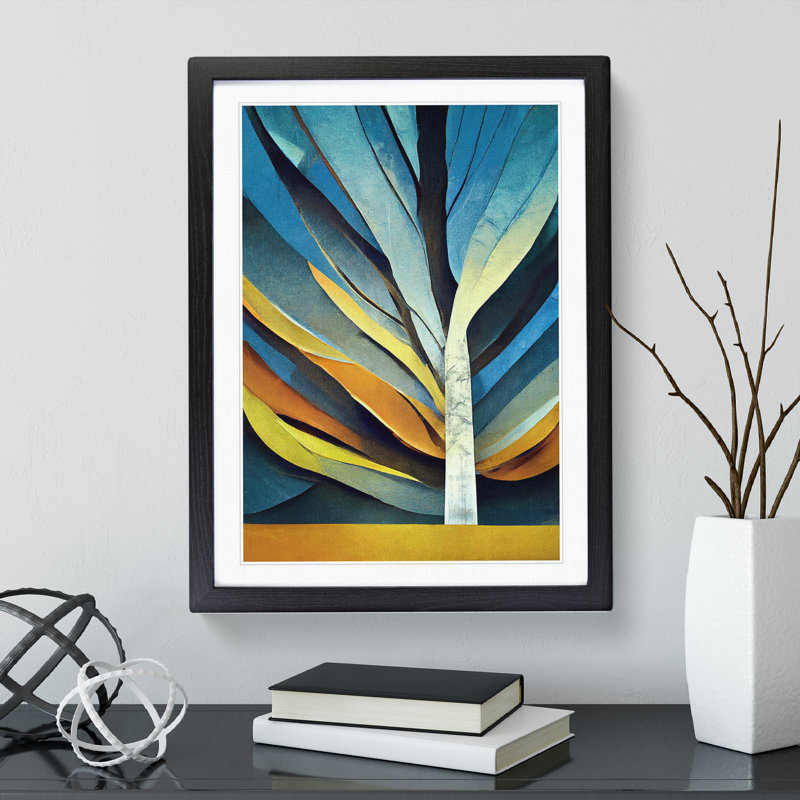 An Abstract Tree - Single Picture Frame Painting, Black, 64cm H x 46cm W x 2cm D