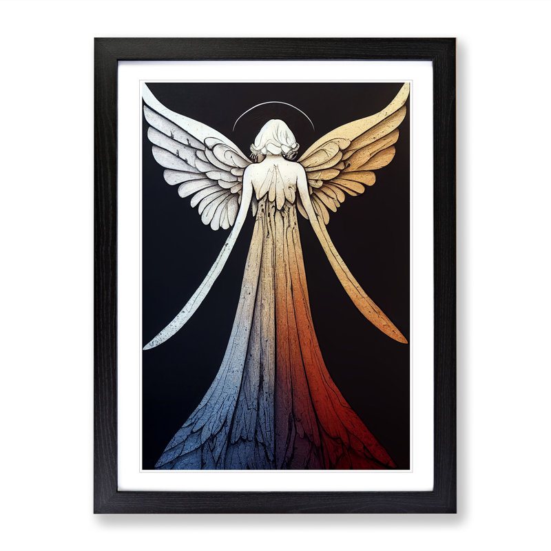 Peaceful Angel - Wall Art, Black Framed, 66cm H x 48cm W, White
