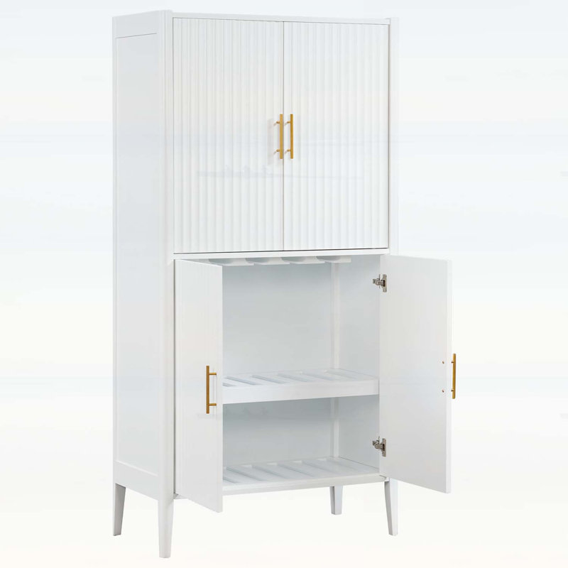 Armoire cannelée moderne pour un rangement élégant, Blanc