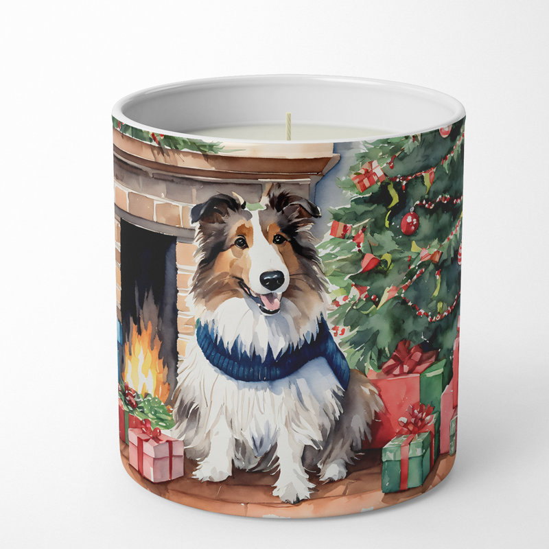 Bougie de Noël parfumée avec support en céramique