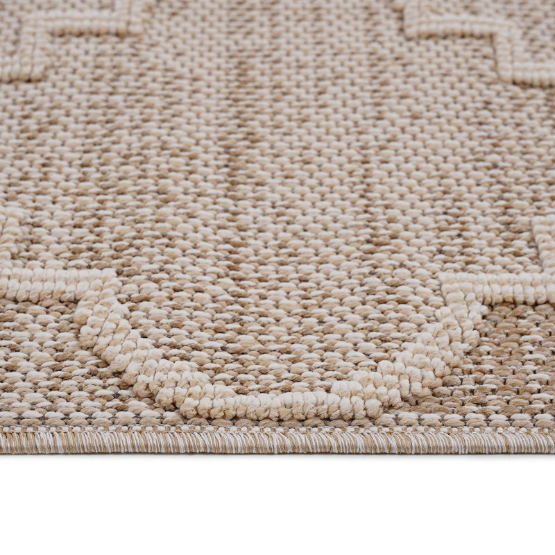 Collection Trellis Indoor/Outdoor Area Rug, Rectangle 5'3" x 7'6", Cream