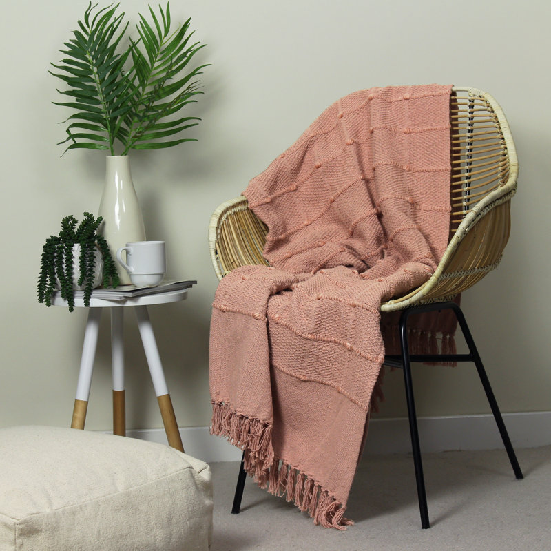 Motti Tufted Stripe Throw, Blush