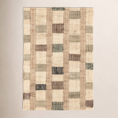 Mosaic Blue Hand-Woven Geometric Jute Rug