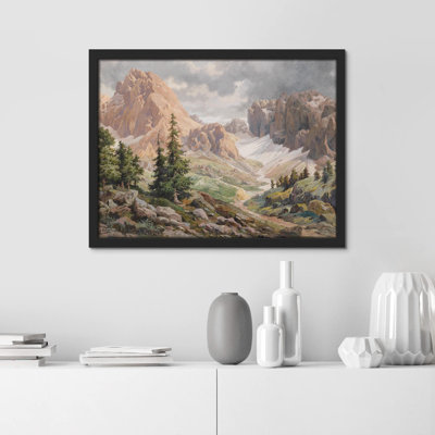 " Snowy Mountain Range Pine Tree Wall Art Nature Landscape Illustrations Wall Decor Prints Minimalism "