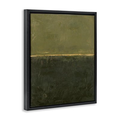 Green Hued Rustic Abstract Framed Floater Canvas Wall Art, design by Design Fabrikken