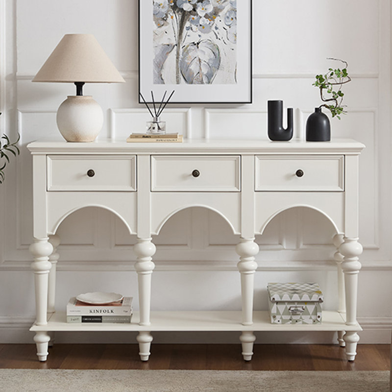 Console simple de luxe de style français, Blanc, H 36,2 po x l 47,2 po x P 15 po