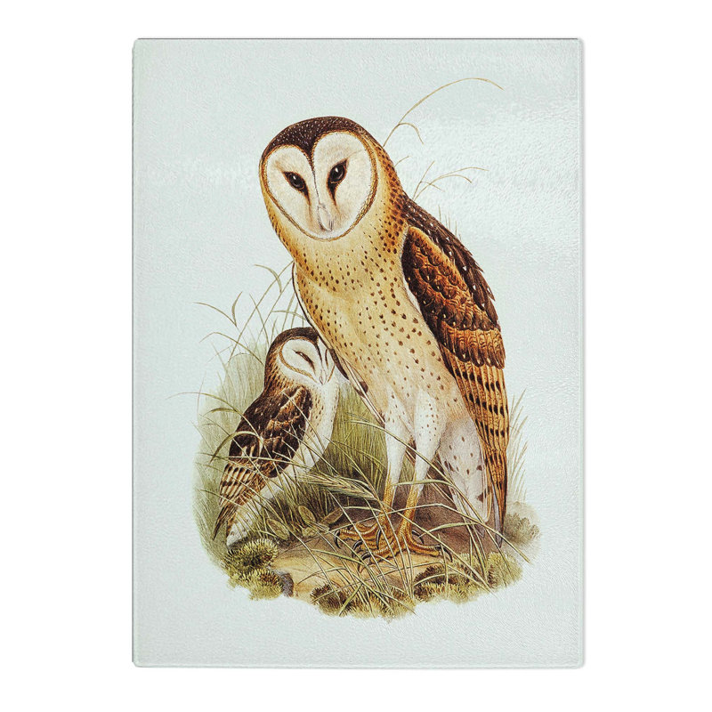 Glass Grass-Owls by Elizabeth Gould Chopping Board, 39 cm W x 28.5 cm L