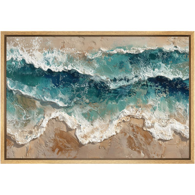 Abstract Coastal Waves Artwork, Living Room Pictures, Framed Canvas Giclee Print Wall Art