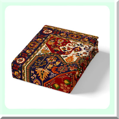 Tribal Bloom Bedding Set - Boho Floral Sheet Set with Vintage Geometric Flowers Pattern for Adult Room Decor. Includes Exotic Retro Fitted Sheet, Flat