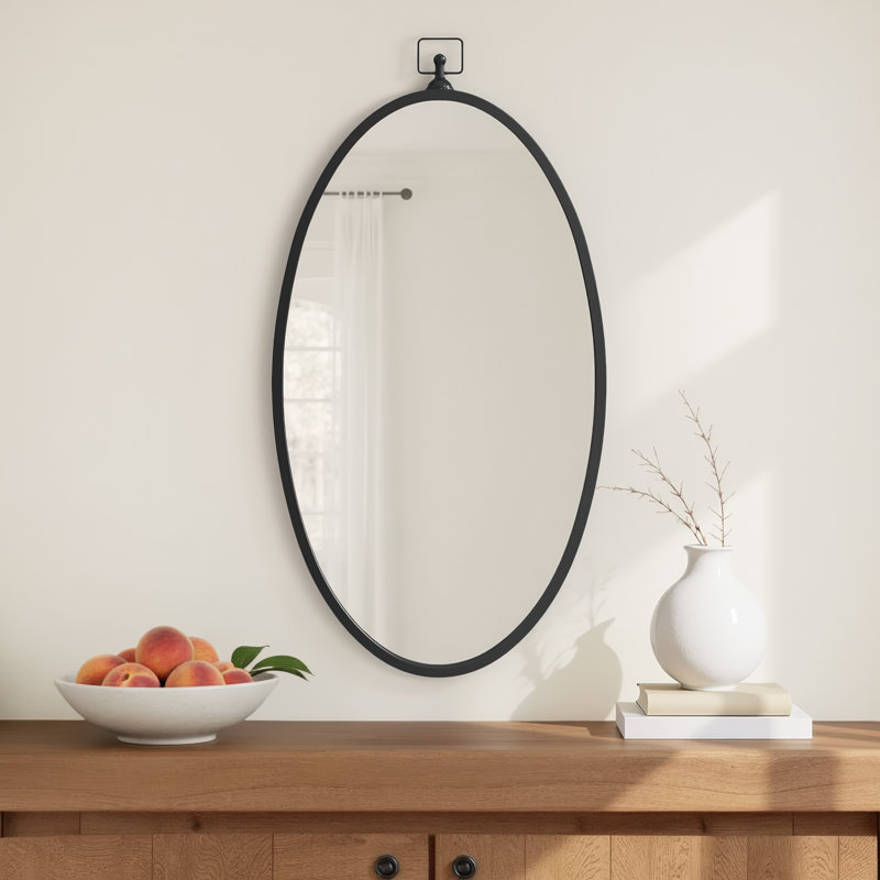 Jennings Metal Oval Mirror, Black