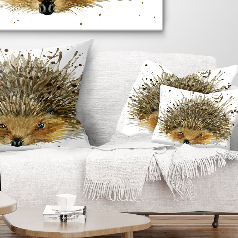 Coussin lombaire en aquarelle animal hedgehog