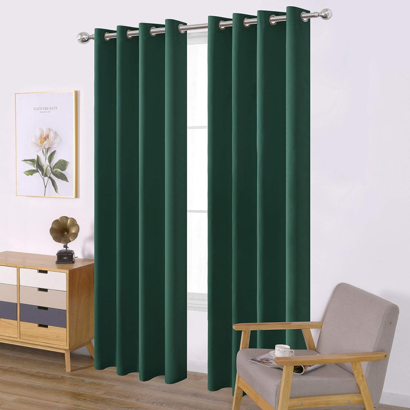 Paire de rideaux en polyester, L 52 po x L 84 po, Vert