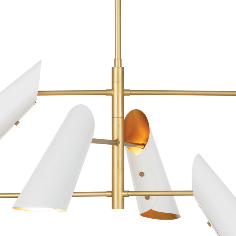 Vest Chandelier (White and Natural Brass), White