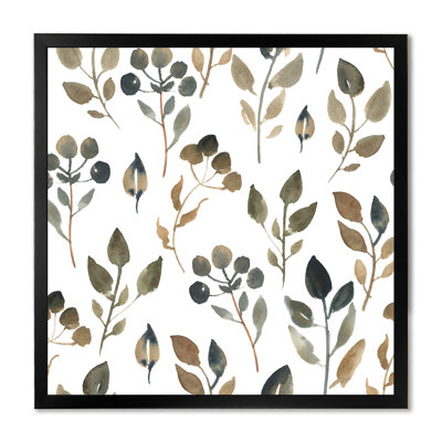 Feuilles brunes simples sur fond blanc - peinture sur toile